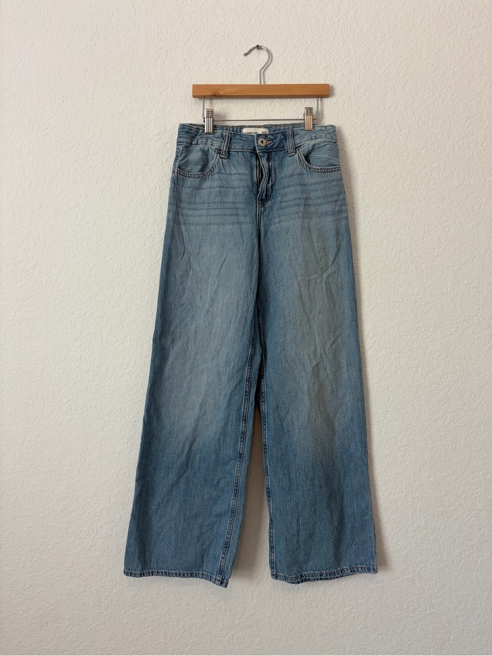 abercrombie kids light blue wide-leg jeans